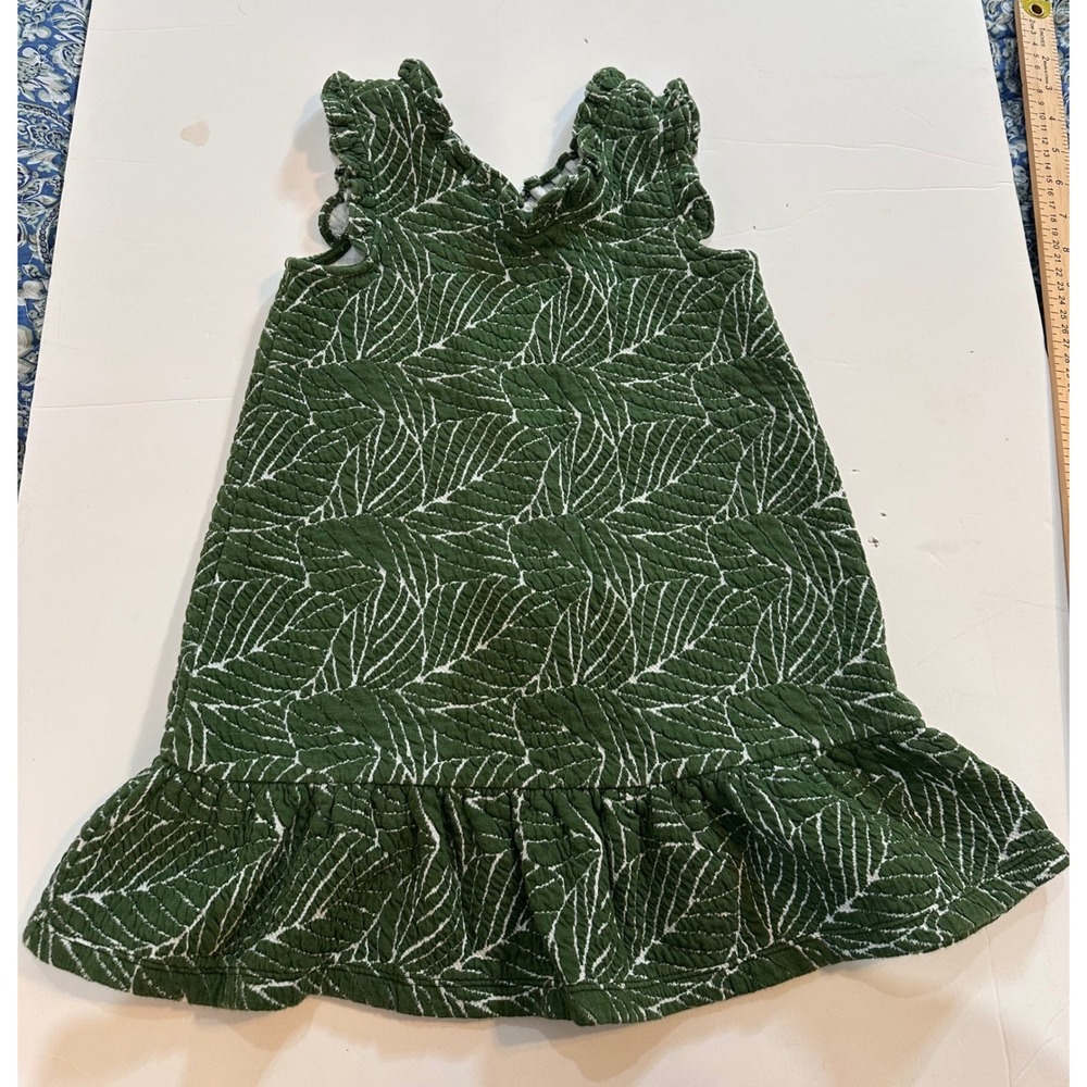 Janie and Jack Girls "Imagine Paradise"  Leaf Print Ruffle Dress Size 4